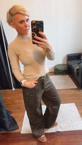 Leopard Print Wide Leg Jeans