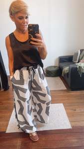 Geo Print Floaty Wide Leg Pants