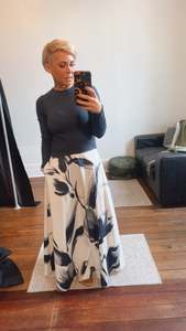 All Shorts: Bold Floral Print White Cotton Skirt