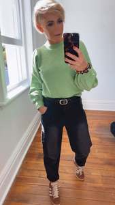 Vintage Black Pleat Front Stretch High Waist Cropped Jeans