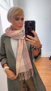 Pastel Pink & Grey Knit Scarf