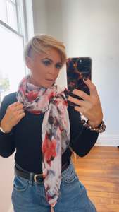 Accessories: Vintage Blue & Red Ombre Print Scarf