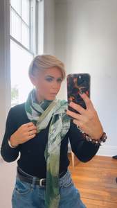 Accessories: Green Print Scarf
