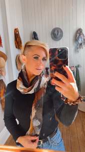 Accessories: Coffee Print Scarf