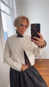 Tops: Millie Faux Leather Jacket Cream