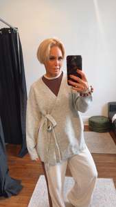 Tops: Wool Mix Wrap Knit Top Silver