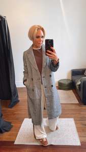 Tops: Herringbone Double Breasted Coat