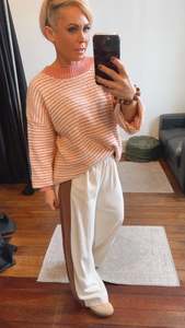 All Pants: Side Contrast Panel Natural Pants
