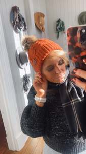 Accessories: Rust Pom Pom Beanie