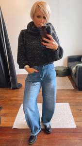 All Pants: High Waist Elastic Back Barrel Leg Long Jeans