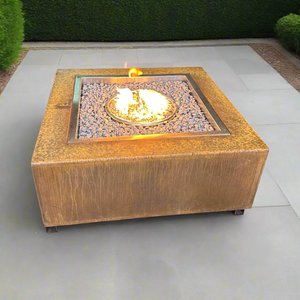 Fire Bowls: Square Fire Pit with Gas