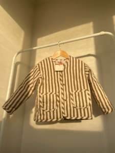 Unisex Baby Top: Unisex Stripe Wool Quilt Jacket
