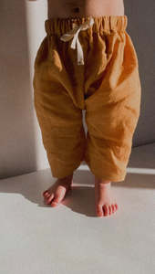 Unisex Kids Bottoms: Linen Drop Crotch Pants