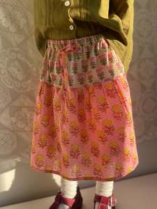 Kids: Girls Block Print Midi Skirt