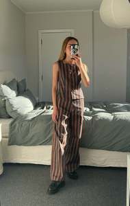 Mum: Womens Two Tone Stripe Cotton Pants