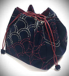 Sashiko Kinchaku Sampler Drawstring bag
