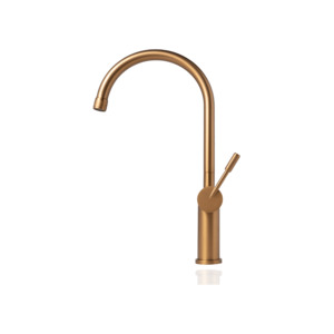 Brass Sinks Taps: Titan Essentials Gooseneck Kitchen Mixer Tap - Brass