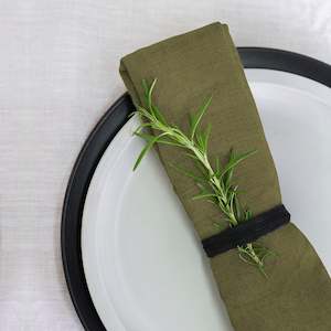 Table Linen: Linen Napkins Set Olive