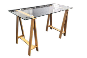 Products: Glass Top Metal Frame Desk