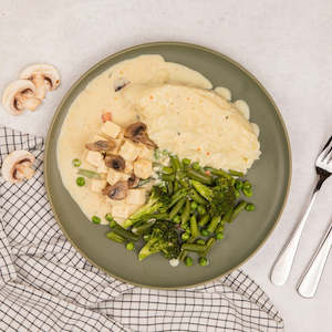 All: Creamy Garlic Tofu with Mashed Potato & Greens (V)