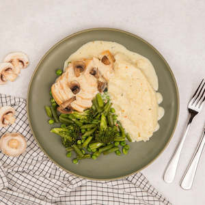 All: Creamy Garlic Chicken with Mashed Potato & Greens