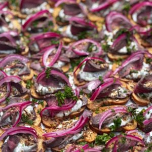 Platters Canapes: Lamb & Tzatziki Crostini