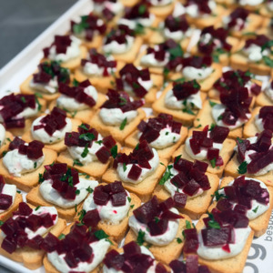 Platters Canapes: Beetroot & Feta Crostini (V)