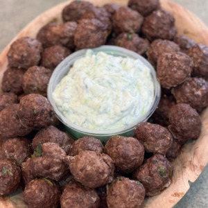 Platters Canapes: Spiced Meatballs with Tzatziki (GF)