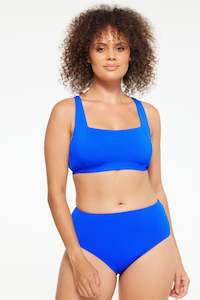Bikini: Cobalt Honeycomb Texture Bikini Underwire Top