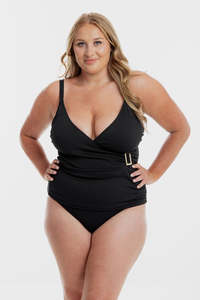 New: Black Pebbled Texture Tankini Cross Over Set