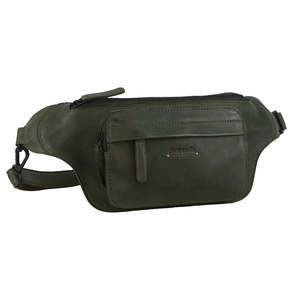 Menswear: Pierre Cardin Rustic Leather Belt Bag - Grape Leaf