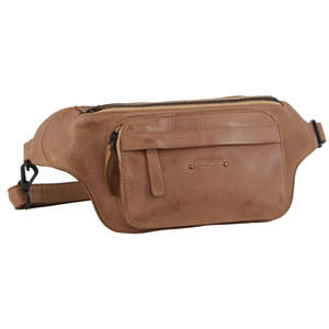 Menswear: Pierre Cardin Rustic Leather Belt Bag - Burro