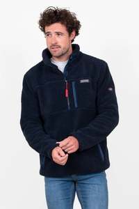 Winter Jackets: Pullover Quarter Zip Fleece - Navy