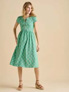 Brakeburn: Woodblock Floral Knee Length Dress