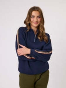 Tops: Zurri Fleece Tunic Top - Navy