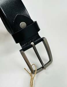 New: LEATHER BELT - 3.5CM WIDTH - BLACK