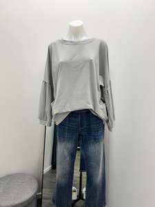 Suzy D: Suzy D Bea Sweatshirt with Balloon Sleeve - Light Grey