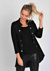 Suzy D: Suzy D Stonewash Military Jacket - Black