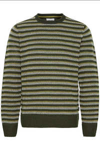 Blend Menswear: Blend Striped Knit Sweater - Rosin
