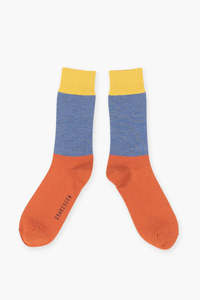 Brakeburn Socks: BRAKEBURN MENS ORANGE COLOUR BLOCK SOCKS
