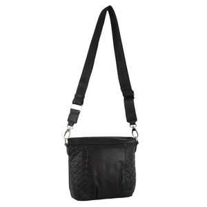 Pierre Cardin Stamped Leather Cross Body Bag - Black