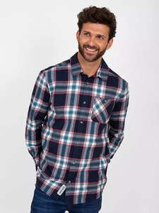 Shirts: BRAKEBURN CHECKED SHIRT - NAVY