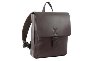 School: Pierre Cardin Leather Backpack Travel Bag Satchel - Brown