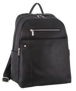 School: PIERRE CARDIN LEATHER BUSINESS BACKPACK - BLACK