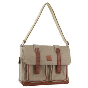 School: Unisex Canvas Satchel - Khaki