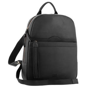 Leather Travel/Computer Backpack - Black