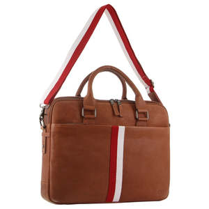 School: Leather Business/Computer Bag - Tan