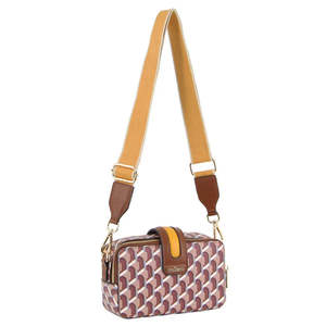 Vegan Leather: Milleni Geometric Cross Body Bag - Brown