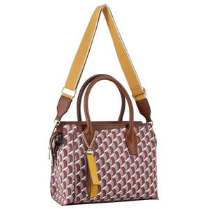 Vegan Leather: Milleni Geometric Tote - Brown