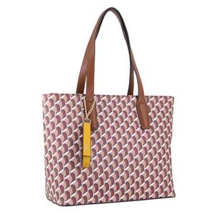 Vegan Leather: Milleni Geometric Tote Bag - Brown
